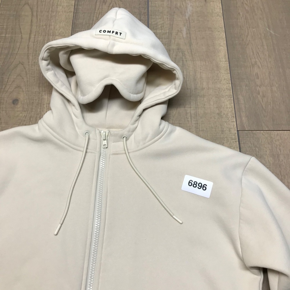 Comfrt Airplane Mode Hoodie Womens Size M Beige Travel Full Zip Bone Cream Cozy - Picture 15 of 15